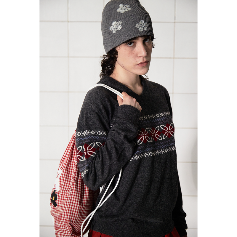 LOGO GINGHAM CHECK GYM SACK / RED
