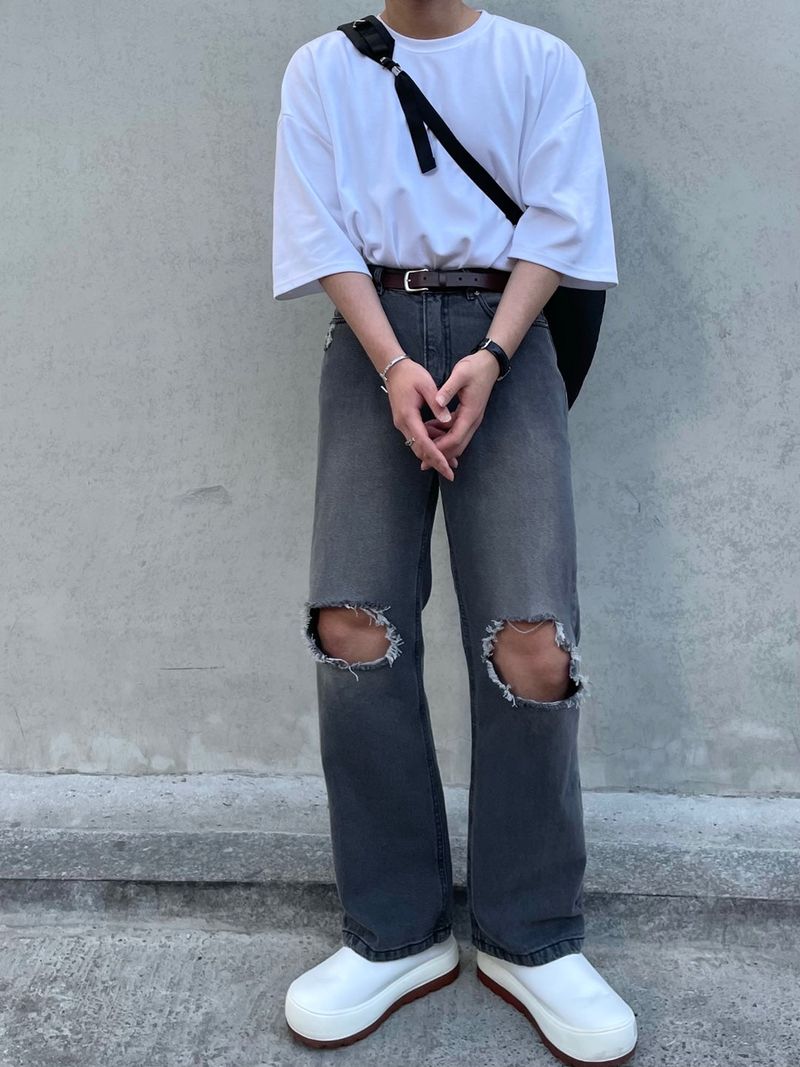 EASY DETROYED DENIM PANTS(2COLOR)