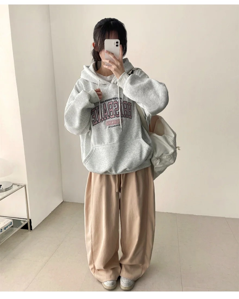 Romy back pocket side pin tuck hem string cotton wide pants