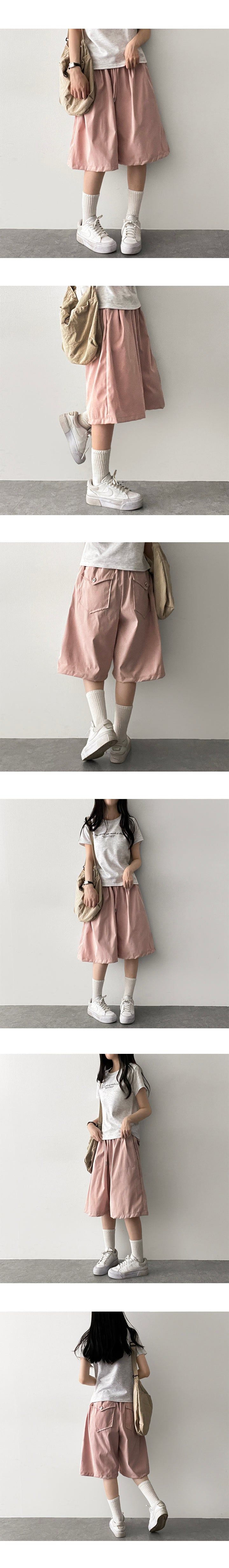 Fine Back Pocket Banding Bermuda Shorts