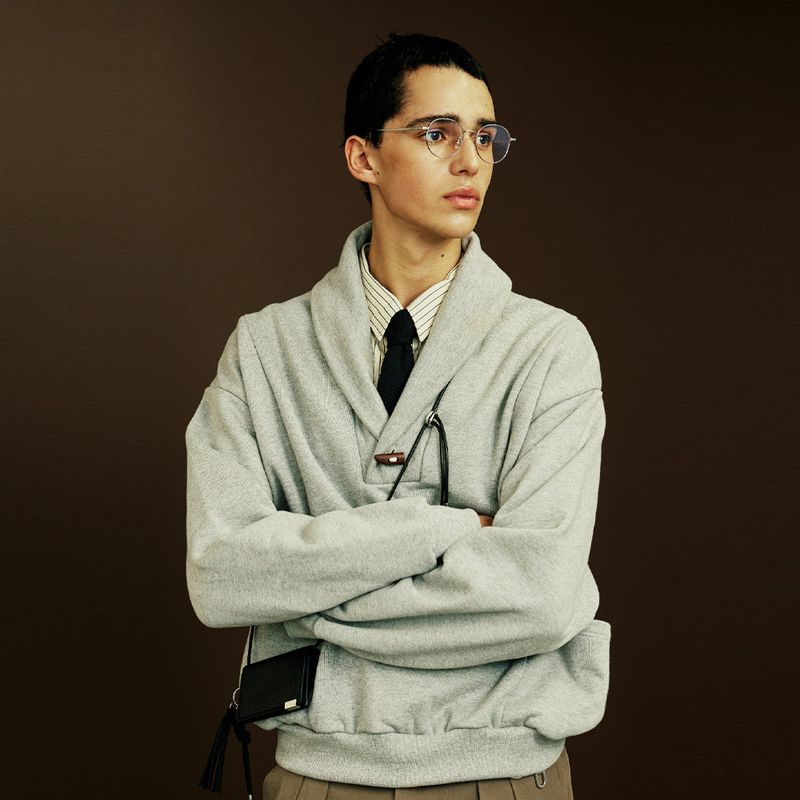 panel pocket shawl collar mtm grey