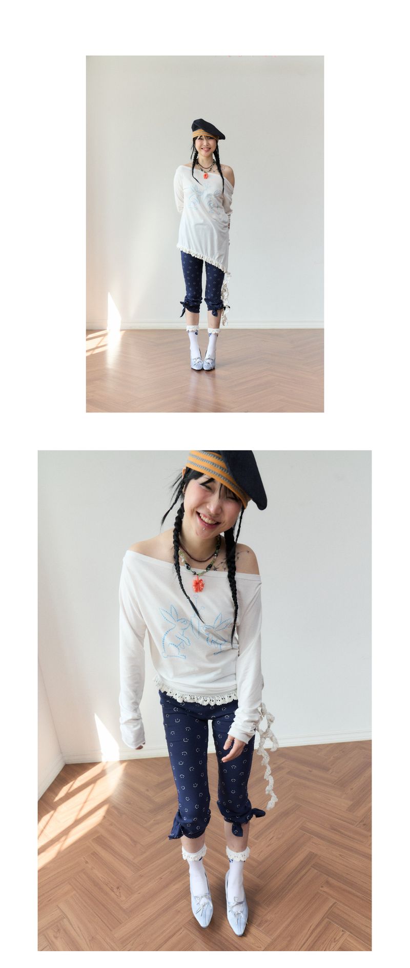 smile capri pants navy