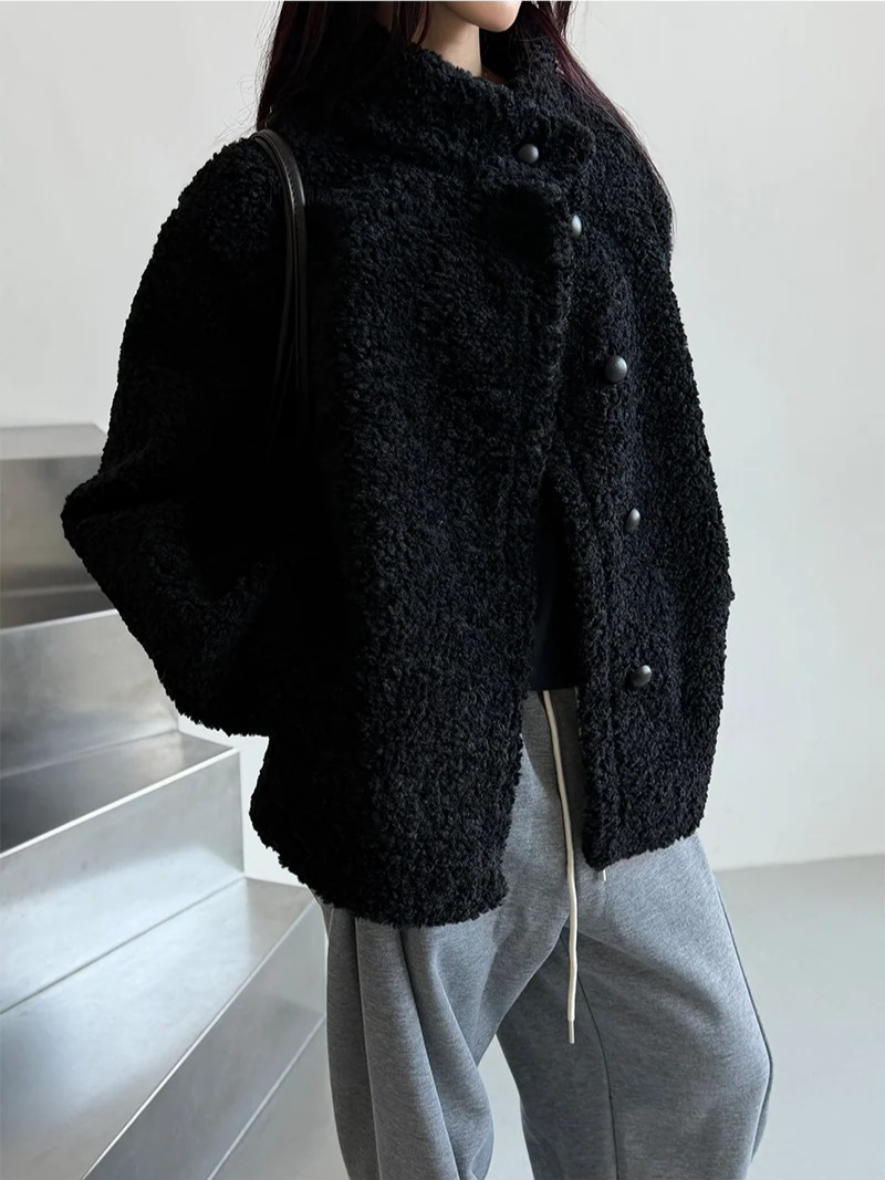 High neck boucle half coat(4color)