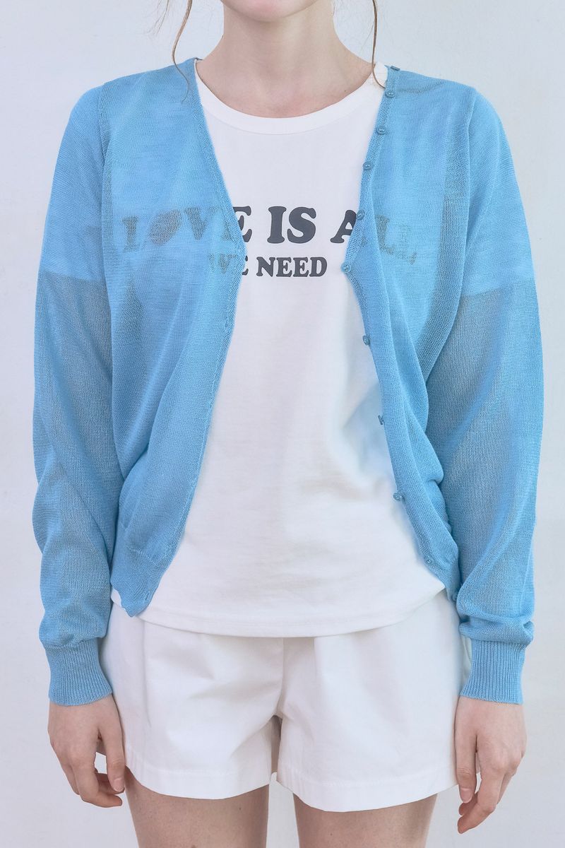 Sorbet Button Cardigan [Blue]