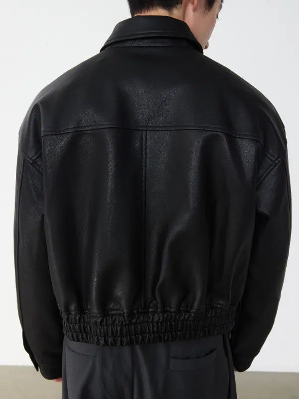 JT2 Zipped Cropped Leather Jacket