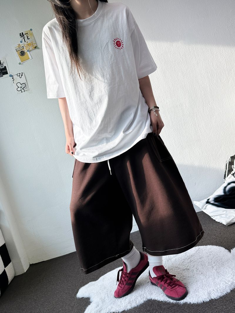 Sunroom Back Letter Tattoo Graphic Oversized Tee 4color