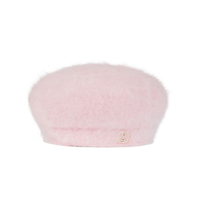 VA Square Stud Angora Beret / Pink