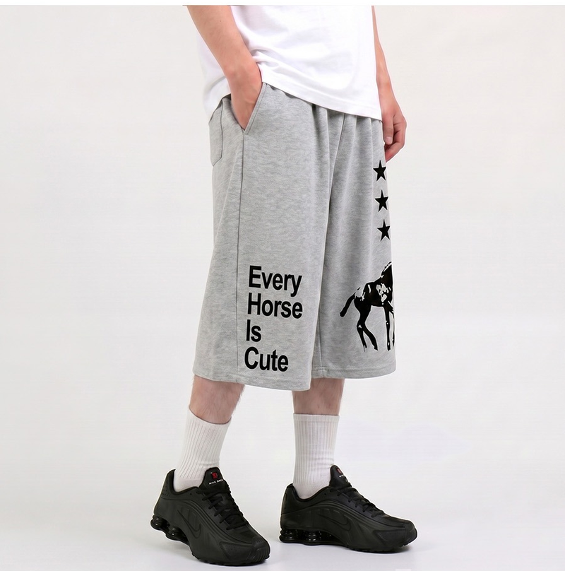 Balloon Curved Sweat Bermuda Pants Gray Horse