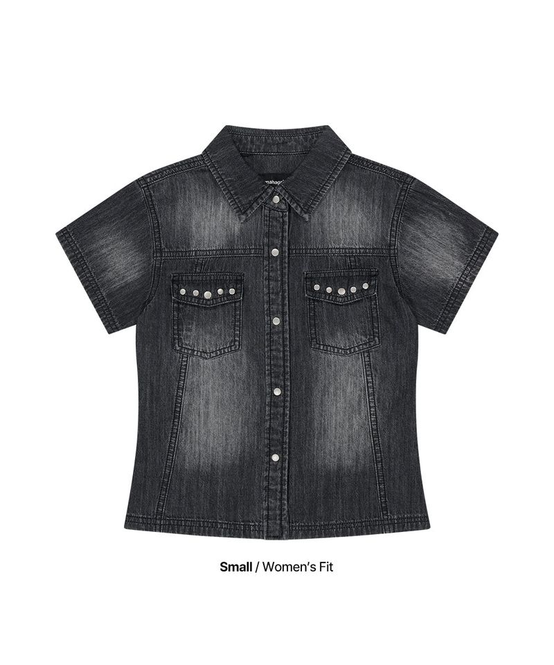 DENIM STUD HALF SHIRT