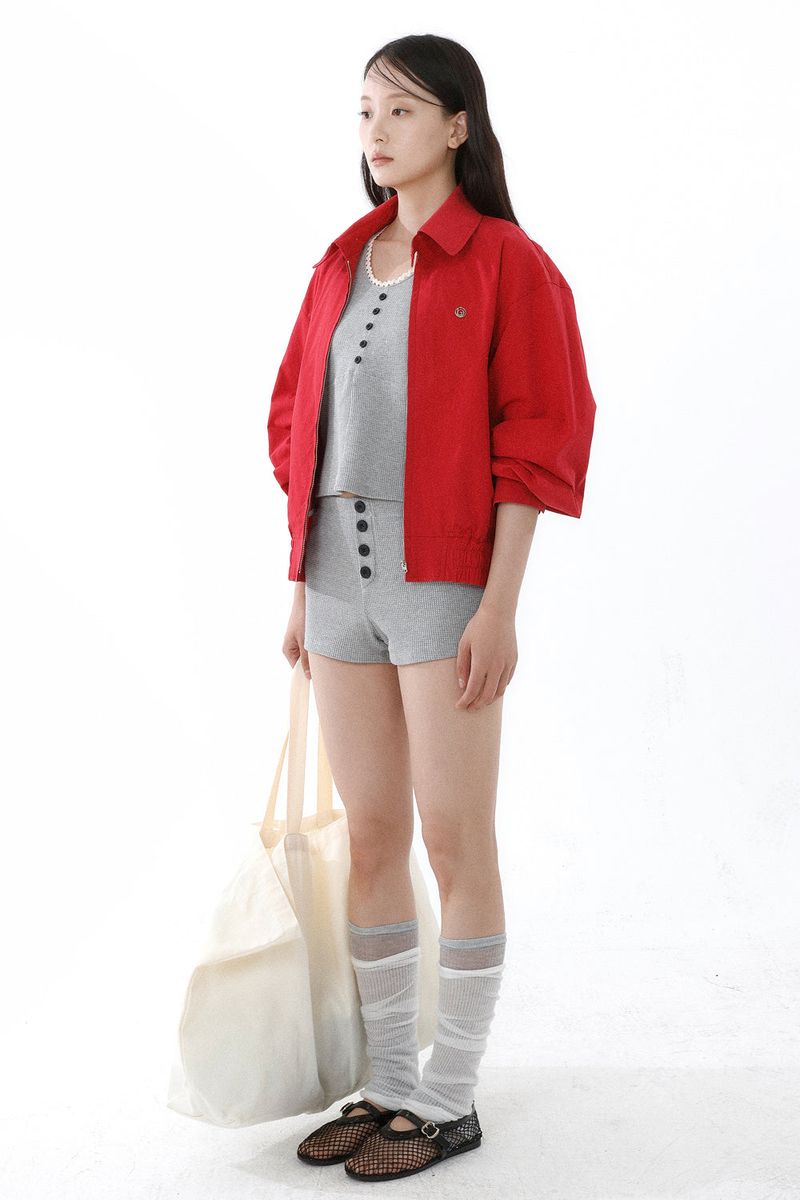 [SET-UP] WAFFLE SLEEVELESS-MINI PANTS SET_MELANGE GRAY