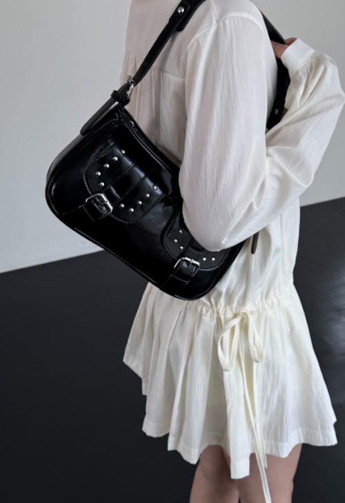 buckle stud shoulder bag