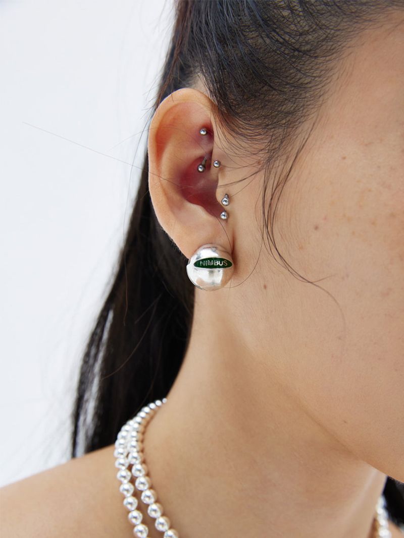 GREEN TAG BALL EARRINGS