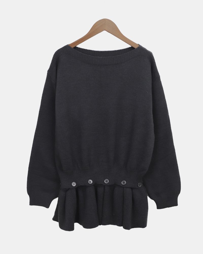 Peon Layered Frill Button Knit