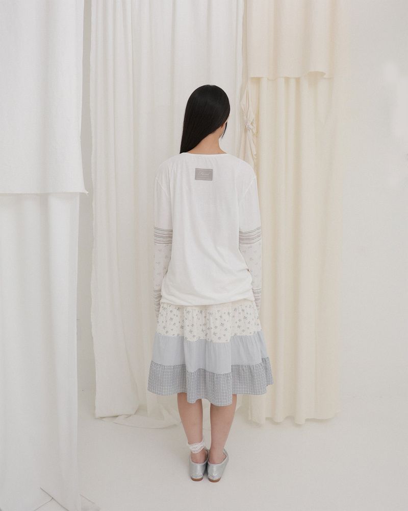 Blooming garden patchwork skirt / ivory