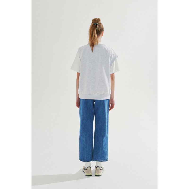 UNBALANCED SWEATER VEST_WHITE MELANGE