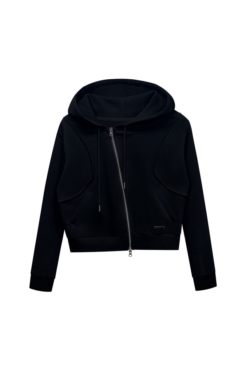  SILENT MIRAGE CROP HOOD ZIP-UP / BLACK