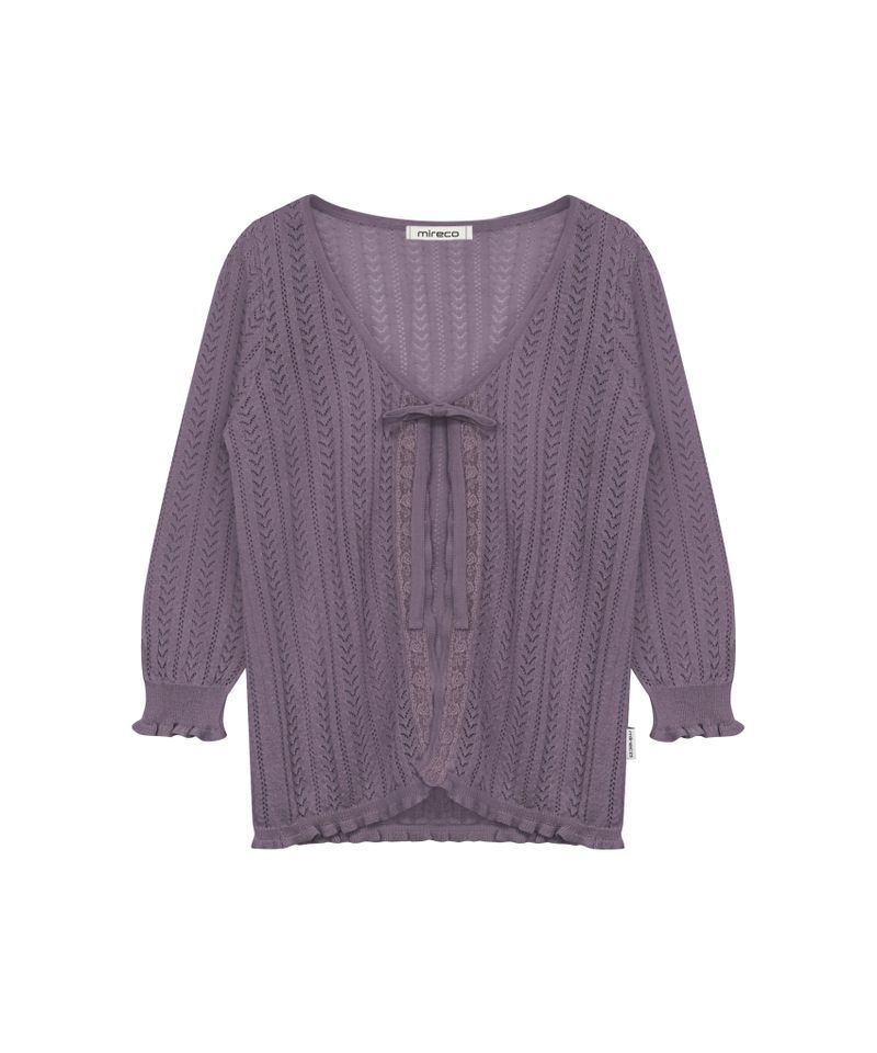 3/4 LACE KNIT CARDIGAN GRAPE