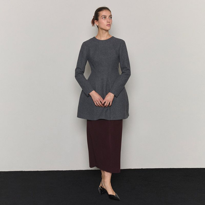 Grape Wine Wool Blended Maxi Skirt _ Wine
