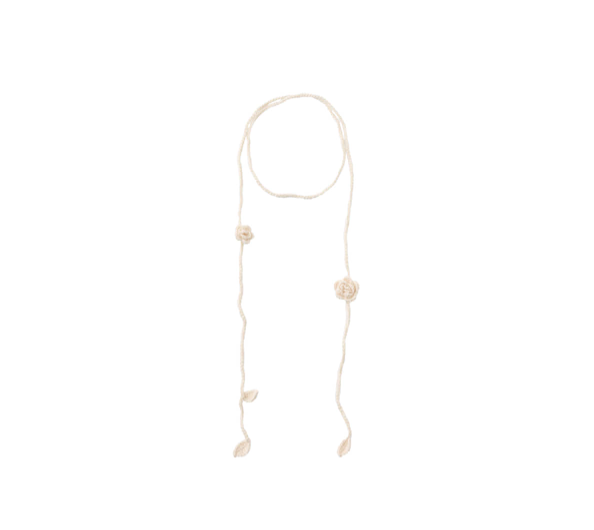 handmade knit flower strap - ivory