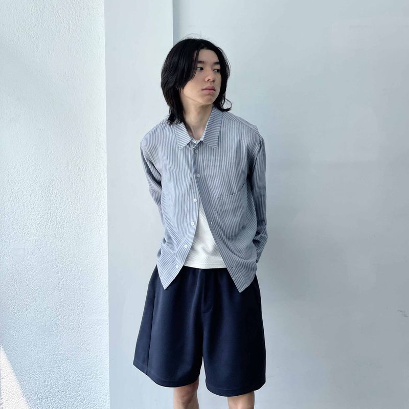 Sharp Silhouette Striped Wide Shirt