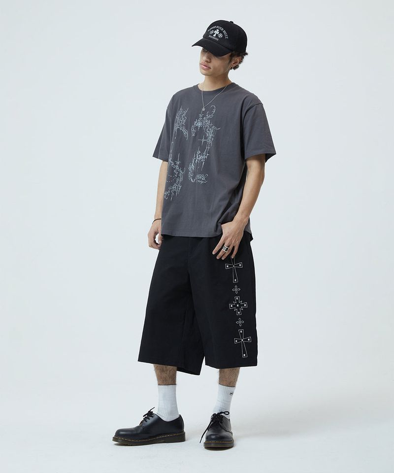 CROSS STUD TWILL SHORTS_BLACK