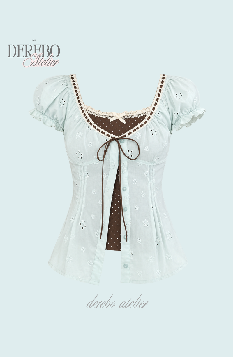 Mint Mocha Eyelet Blouse