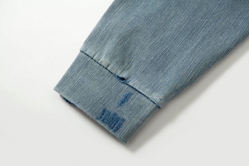 WASHED KNIT DENIM LONG SHIRT