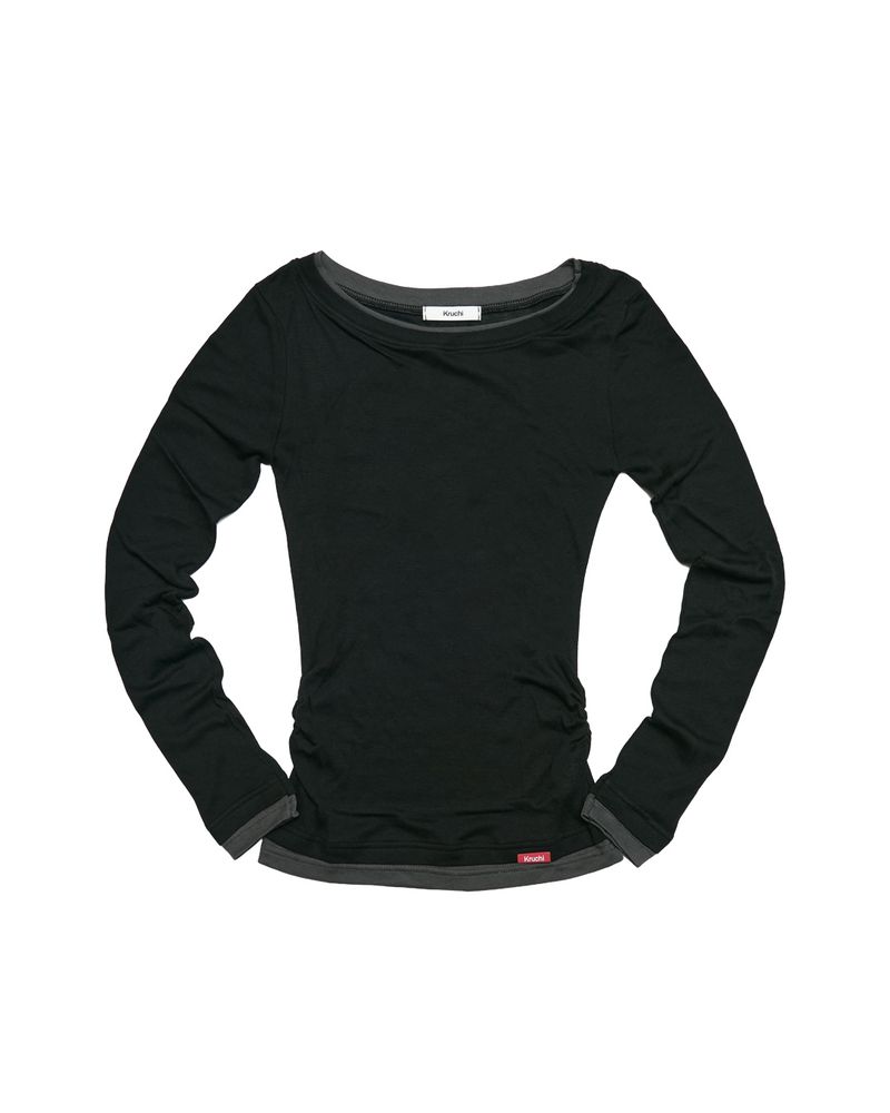 KRUCHI（クルチ）の「シャーリング レイヤード トップ (BLACK) （トップス）」