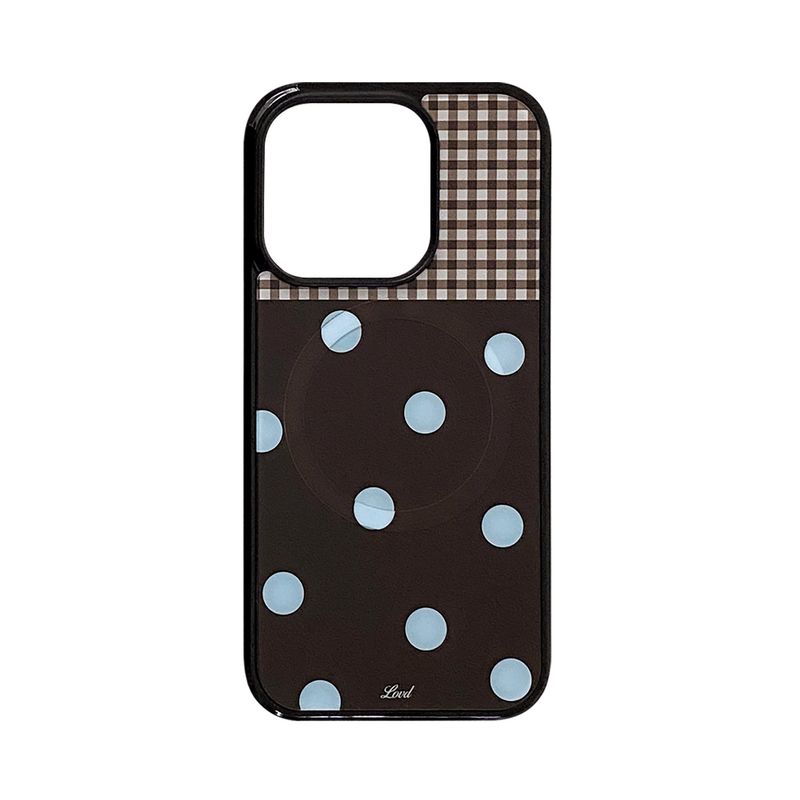 LOVD（ラブド）の「[MADE] [+MagSafe] DOT PATCH PHONE CASE BROWN (glass black bumper)（Smartphone Accessories）」