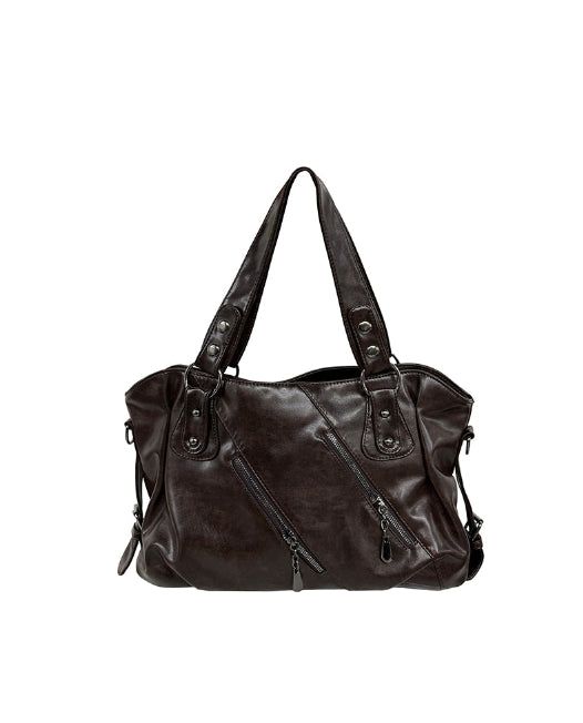 Cardi Stud Double Zipper Shoulder Bag
