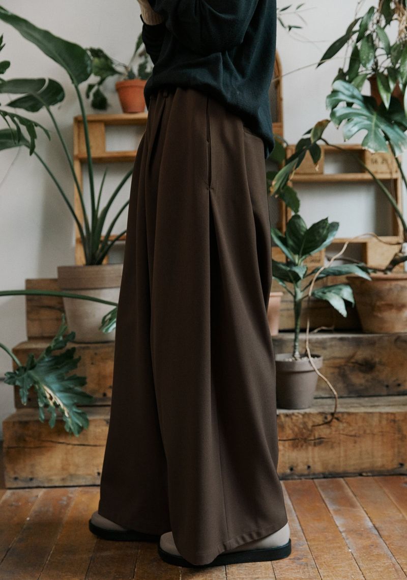 unisex side wide pants brown