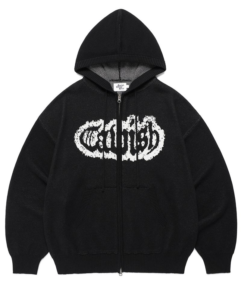 RUGGED KNIT ZIP UP HOODIE BLACK(CV2FSUK680A)