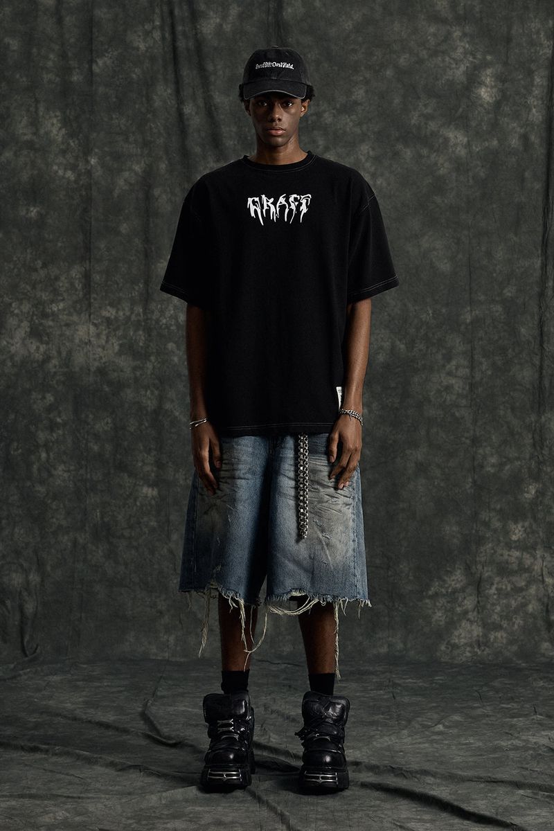 GRAFFITIONMIND（グラフィティオンマインド）の「GRAFF Ink Pigment T-shirt (Black)（Tops）」