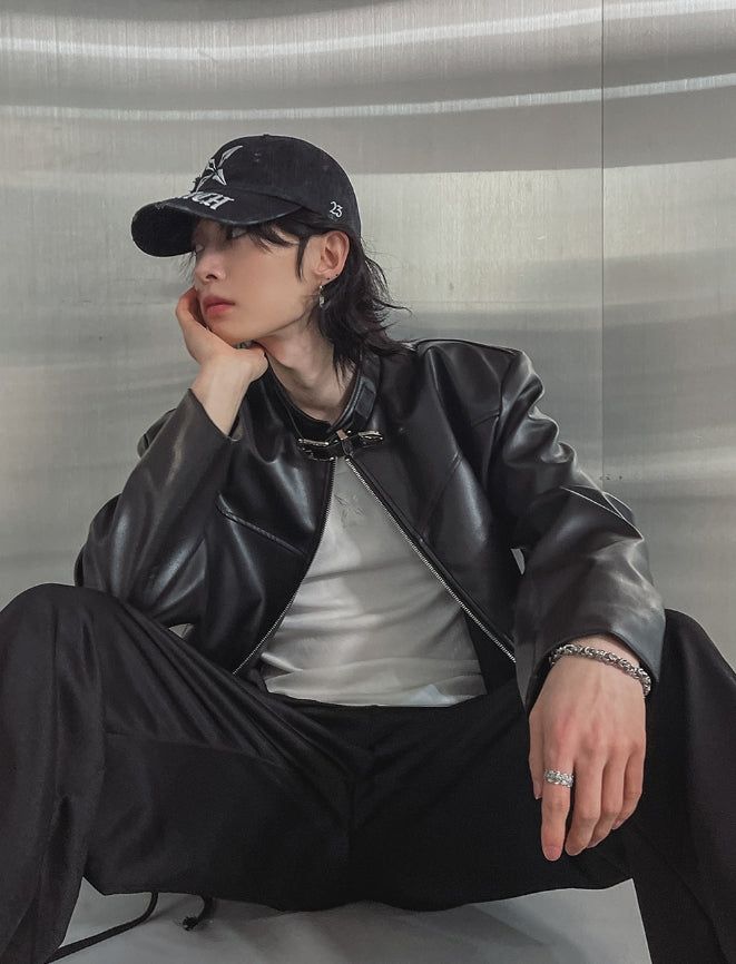 Kent western buckle leather jacket