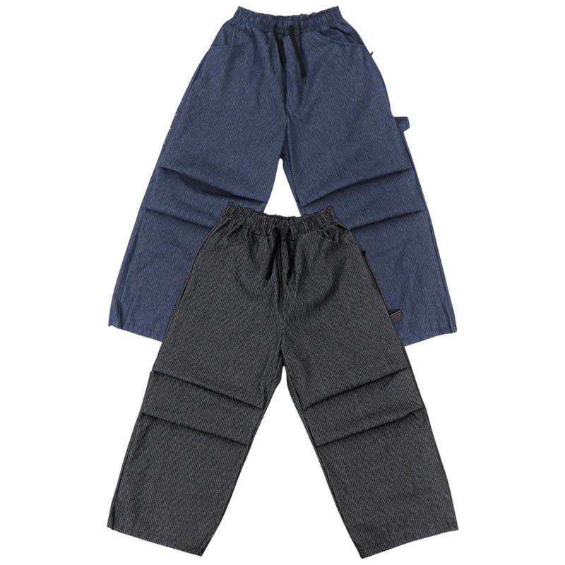 Wide-printed Carpenter Denim Balloon Pants