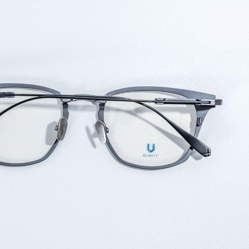 Knouun Square titanium glasses CODE. 104. A Black N Gray