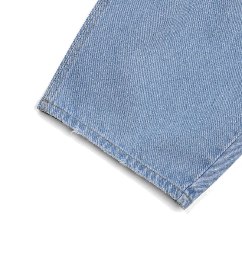 Distressed Curved Denim Pants - Light Blue