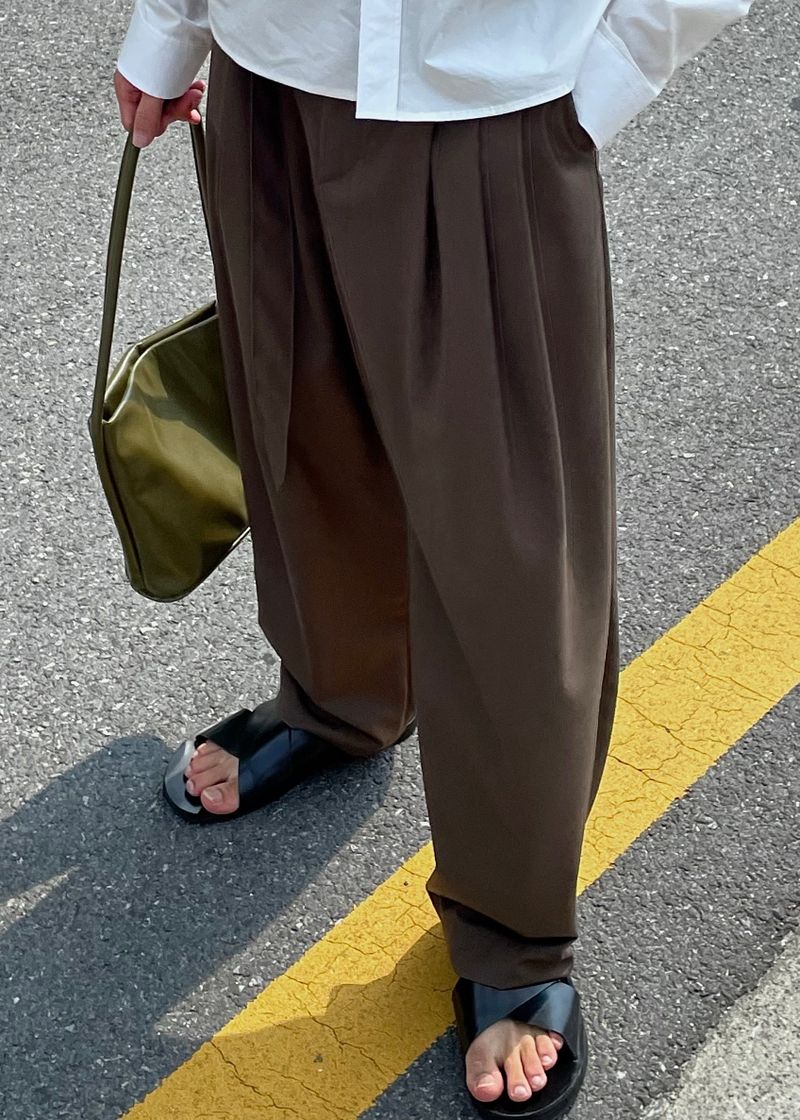Pudding belt wide pants