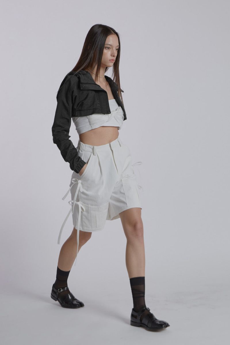 STRAP POCKET BERMUDA PANTS(WHITE)