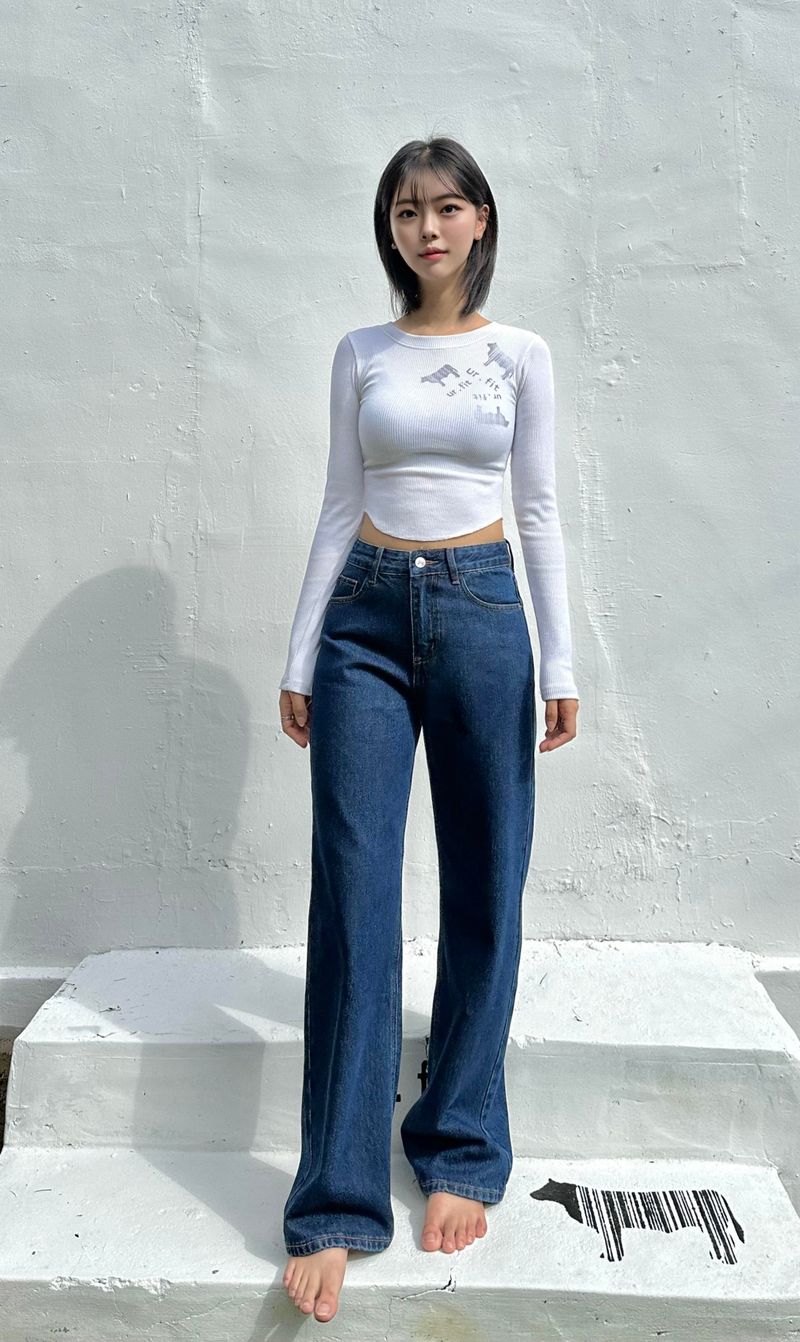 SEMI WIDE DARK BLUE DENIM PANTS code 18306