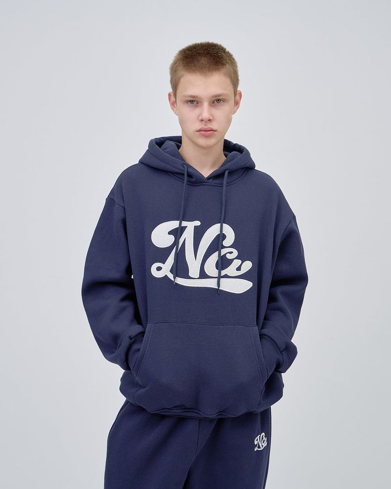 UNDERLINE LOGO HOODIE - NAVY
