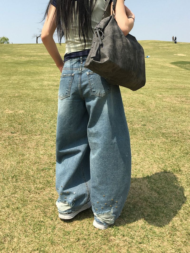 Curvy Crack Curved Denim Pants (1c)