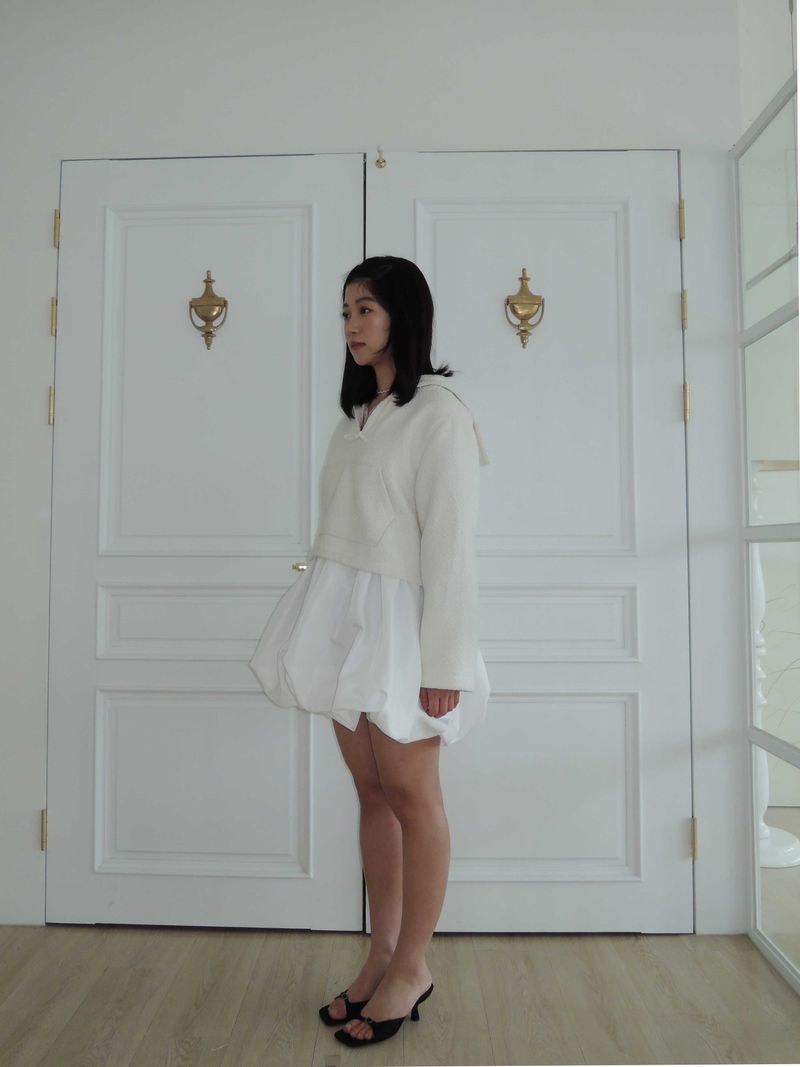 TISHA SAILOR TWEED BLOUSE _WHITE