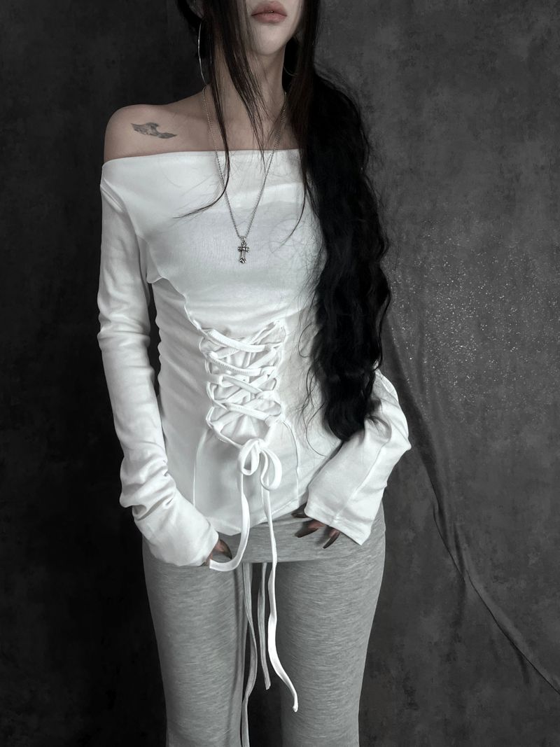 basic corset off-shoulder T (2color)