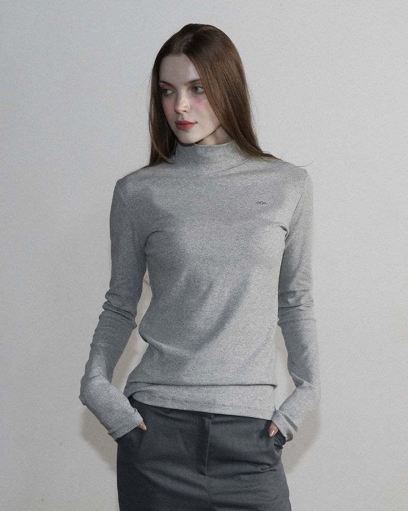 Metal Triclipse Loose Fit Turtleneck Long Sleeve Melange gray