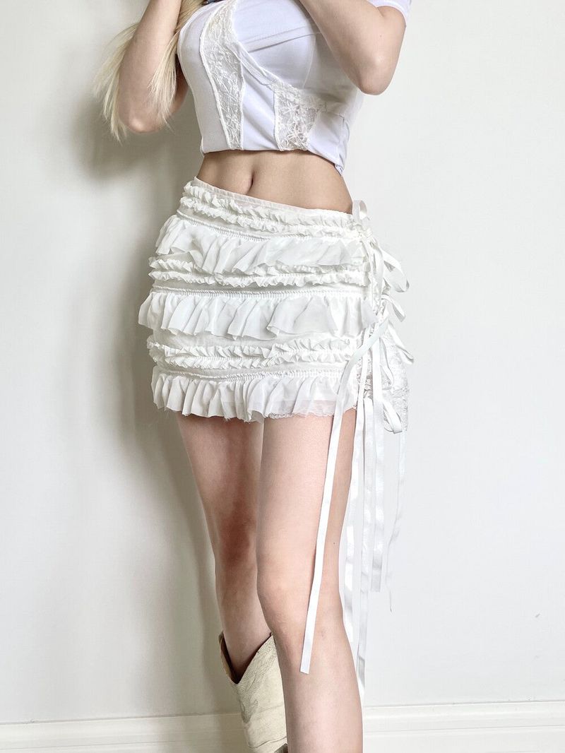 Seow（ソウ）の「1337. Cancan cover ribbon mini sk (2color)（Skirts）」