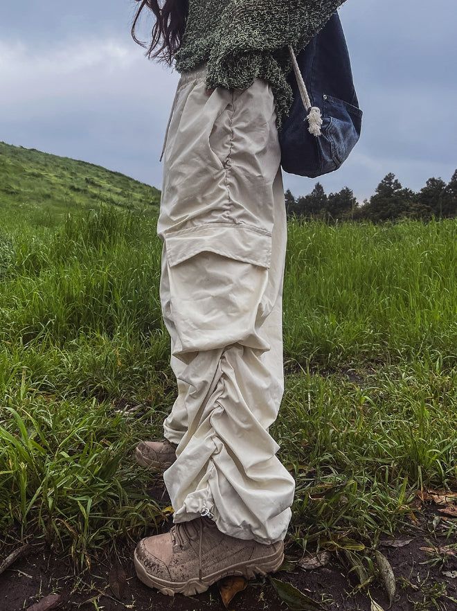 Aubert Wide Shirring Cargo Pants