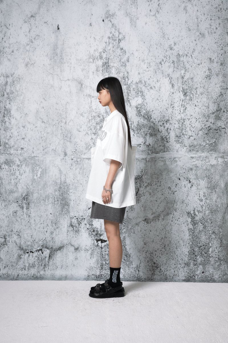low-edge short-sleeved shirt (WHITE)