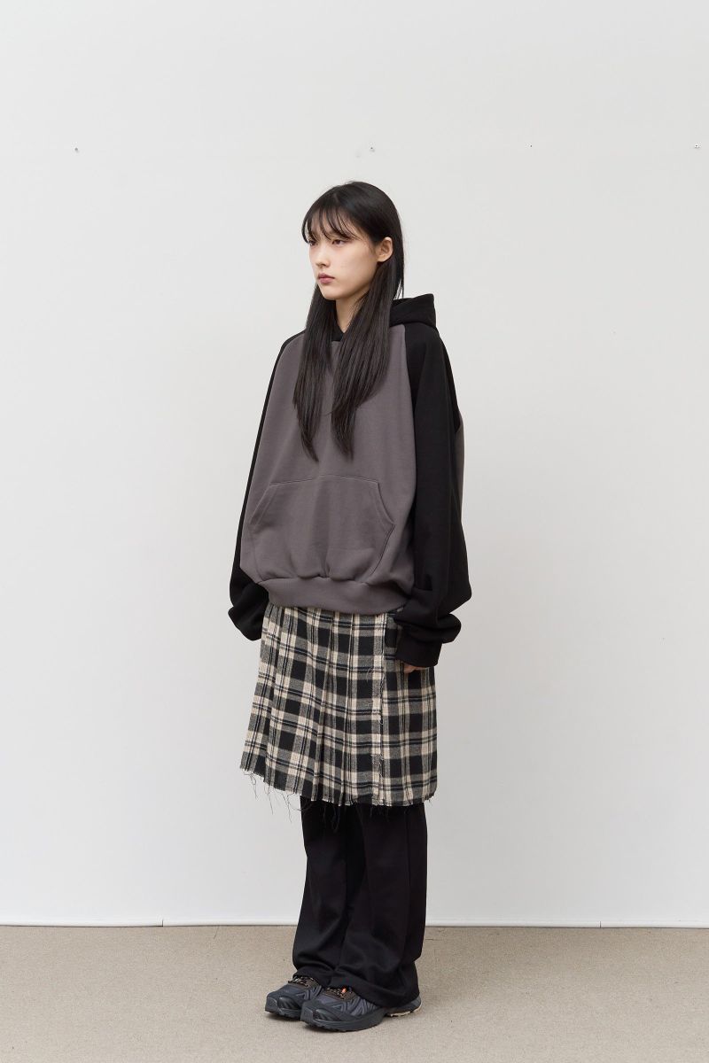 (W) Kite Cutting Checked Skirt