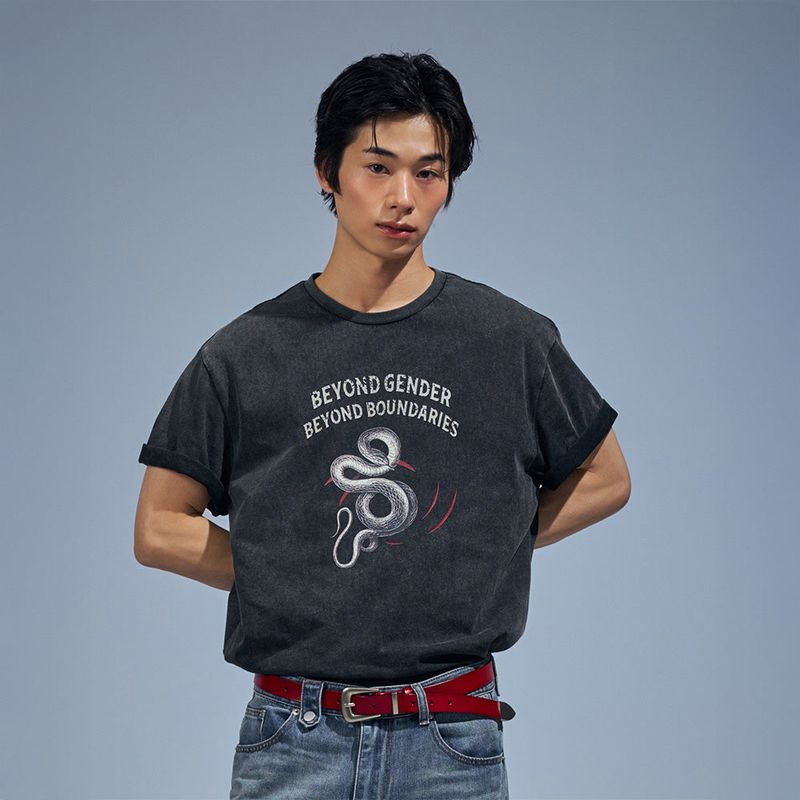VETEZE（ベテゼ）の「BGBB Snake Garment Dyed half T (Black)（Tops）」